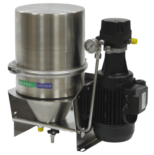 GreenOil WP1-C1-125 - 3x 400/440 V 50/60 Hz Particle filtration using filter element Water separation using coalescing principle (Maintenance free) 125-150 l/h Pressure gauge Dry weight: 26 kg Connections: 1/2" RG BSP Stainless steel design